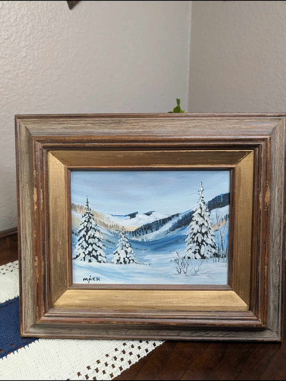 Vintage Betty Mack Wood Framed Winter Landscapes 4 Oil Paintings On Board 11x13